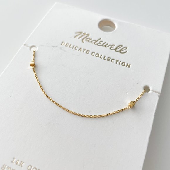 Madewell Delicate Colelction Demi-Fine 14k Plated Cube Chain Necklace
